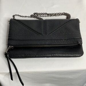 Black Moda Luxe Clutch Bag with Removable Chain Shoulder Strap
